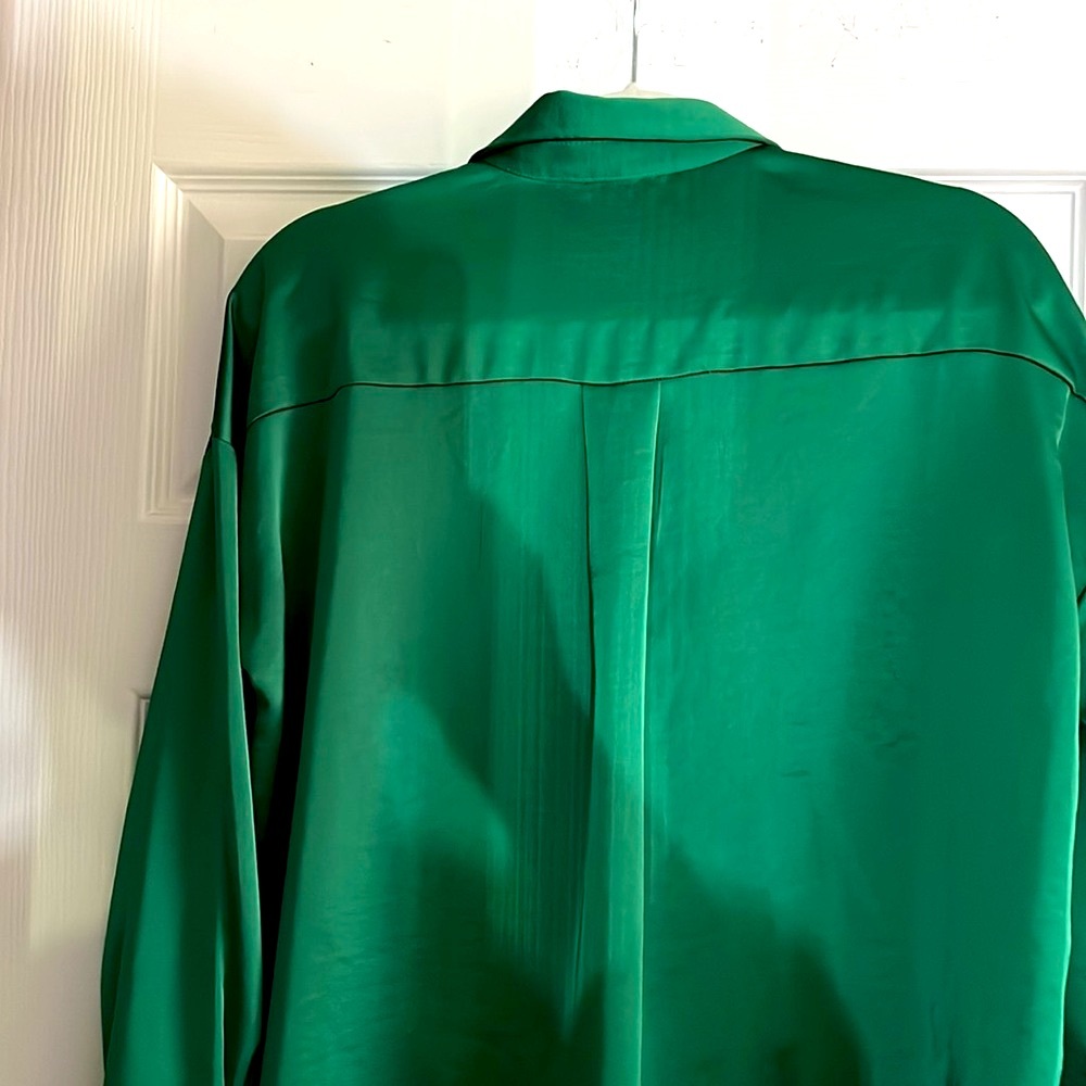 Zara Emerald Satin Shirt - Picture 3 of 3